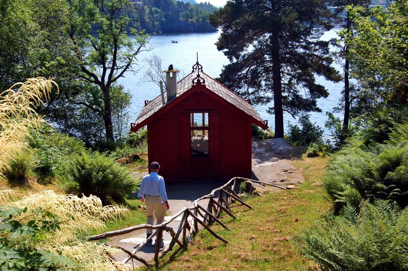 Composer Edvard Grieg retreated daily to this picture-perfect studio on a Norwegian fjord.