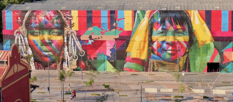 Part of the 50-foot-tall mural titled “Las Etnias” (“The Ethnicities”), which was painted for the Rio Olympics.