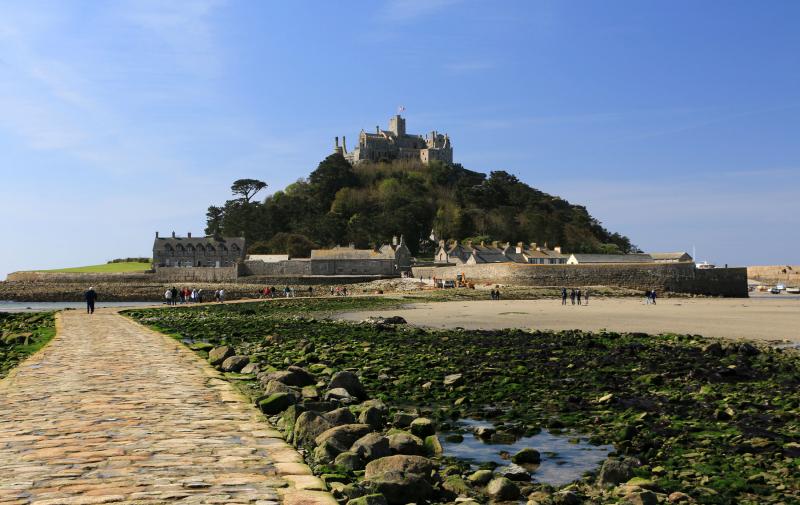 The causeway approaching St. Michael’s Mount at low tide.  Photos by R.C. Pyle
