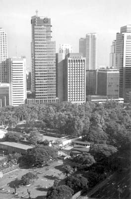 The skyline of Manila as seen from the Shangri-la Makati Hotel.