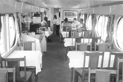 The dining car of the Southern Cross.