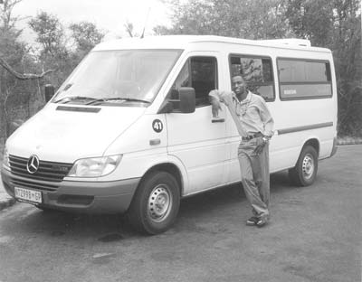 Our Shongololo Express guide, Emanuel, with his van.