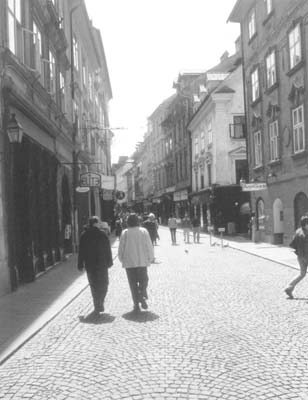 A street scene in Ljubljana’s Old Town.