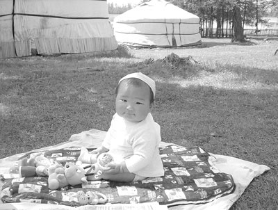 The 6-month-old son of Lake Khovsgol ger camp employees.