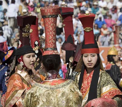 More than 5,000 Mongolians don the traditional costumes of the country’s 20 distinct ethnic groups or tribes as they gather for the annual Naadam Festival at the National Stadium in Ulaan Baatar.