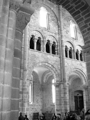At Mont-St-Michel, the Romanesque section of the abbey originated in the 11th century. 