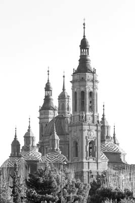Mudéjar details highlight the cupolas of Zaragoza’s Baroque Pilar Basilica.