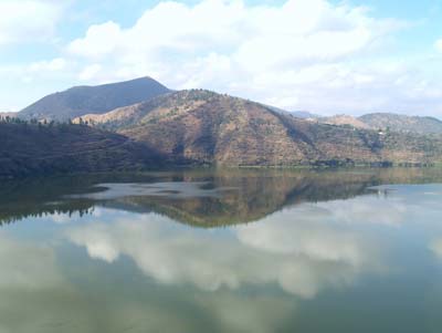 Reflection on Lake Bishoftu, seen en route to the south from Addis Ababa.