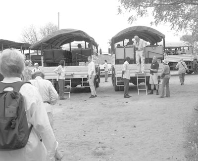 Loading up expedition vehicles to visit Kiang-West National Park — The Gambia.
