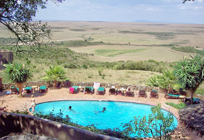 View of the surrounding plains from the Mara Serena Safari Lodge pool deck. Photos: Keck