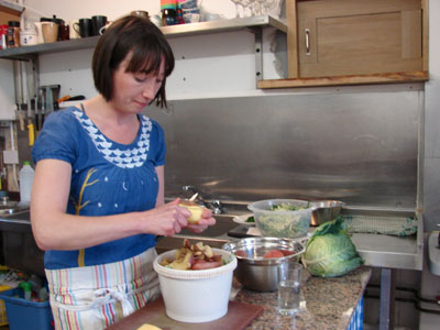 Sarah Browne peeling potatoes. Photos: Scott