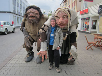 Shirlianne Olsen and trolls in downtown Akureyri, Iceland, in June ’11 (taken with a Canon PowerShot A1200).