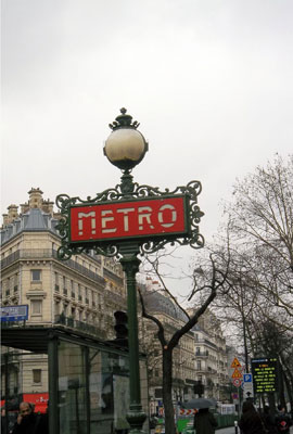 An Art Nouveau lamppost marks the entrance to one of Paris’ many Métro stations. 