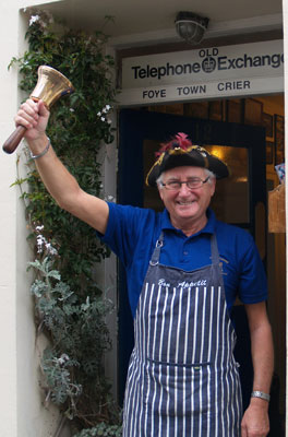 The proprietor of the Foye Old Exchange bed-and-breakfast is also the town crier.