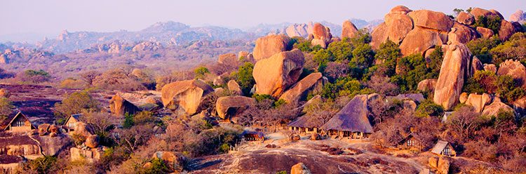 Panoramic view of Big Cave Camp in Zimbabwe.