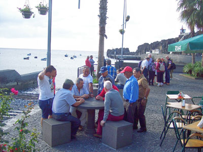 En route to our Levada do Norte hike, we passed locals playing cards at Camara de Lobos. Photo by Randy Keck