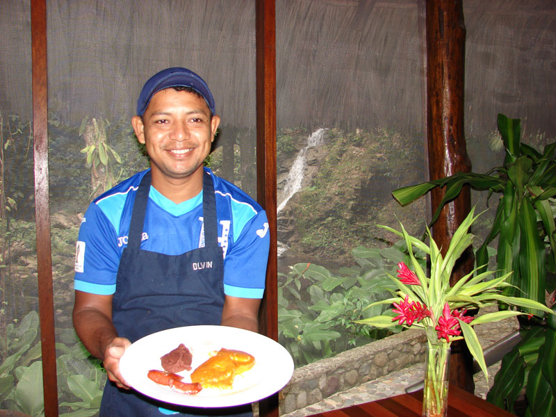 Olvin with a typical Honduran breakfast.