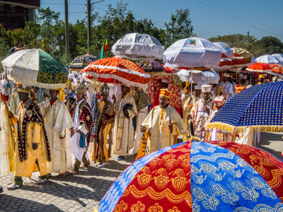 One of the many Timket processions in Lalibela.