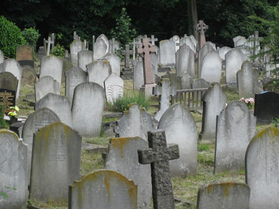 Headstones in Kensal Green Cemetery — London. Photo by JoAnn Irwin 