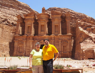 After an arduous climb, Jackie and Bob Hoell arrived at the Monastery.
