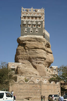 The Dar al Hajar, or Rock Palace, in Wadi Dhahr, near Sana’a, Yemen. Photo by Al Podell