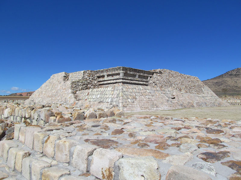 One of the pyramids on top of the platform Las Casas Tapadas at Plazuelas. Photos by Julie Skurdenis