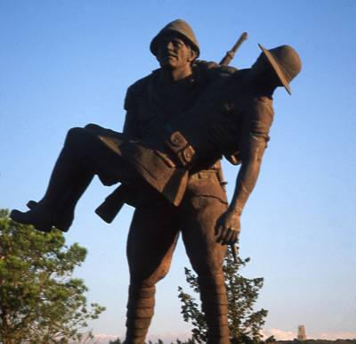 Statue depicting a Turkish soldier saving the life of a wounded Aussie, who would become a prime minister of Australia. Photo by Rob Sangster
