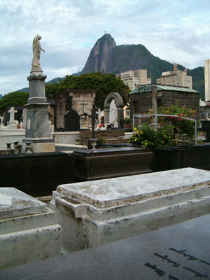 Corcovado Mountain is the backdrop at Cemitério São João Batista in Rio de Janeiro, Brazil. Photo by Darrell Fees