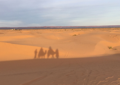 The Sahara Desert at dusk.