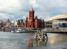 Sometimes called the “Welsh Big Ben,” the landmark Pierhead Building dominates the waterfront in Cardiff’s Docklands district.