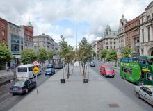 A walk along Dublin’s O’Connell Street median is filled with history, though the 400-foot spike in the center — called The Spire — is a memorial to nothing. Photo by Dominic Arizona Bonuccelli
