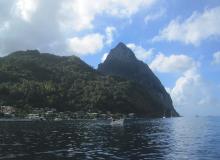 Looking toward the Pitons in Sugar Bay, St Lucia.