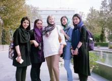 Arlene (in the middle) with college girls in front of the Golestan Palace complex in Tehran.