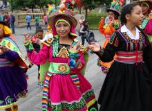 Young Limeños dancing in a square in Lima, Peru. Photos by Albert Podell