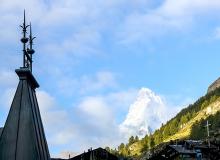 A shot of the Matterhorn taken from our balcony at Hotel Testa Grigia in Zermatt, Switzerland. Photo by Donna Pyle
