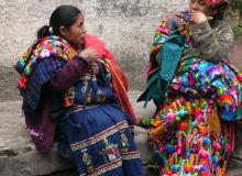 Colorfully dressed vendors in Chichicastenango.