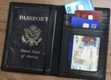 An RFID-blocking wallet can prevent data thieves from remotely scanning RFID chips, such as those in passports and some driver’s licenses. Photo by Mark Gallo