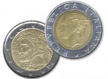 Don't confuse the 2 euro coin (left, value $3) with the old 500-lira coin (right, value $0).