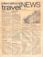 On the cover of the first issue of ITN were items about the introduction of “credit-card style electronic ‘keys’” for 50 rooms at the Paris Hilton; the removal of chicken from menus on SAS flights, to be replaced by veal in cream sauce with mushrooms, because the passengers considered chicken “cheap” since they got more than enough of it at home, and the advice, “Take plenty of chewing gum on any trip to the Soviet Union — it’s better than money.”