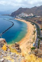 Aerial view of Playa de las Teresitas, a Blue Flag beach near Santa Cruz de Tenerife, Canary Islands, Spain. Photo: ©dziewul/123rf.com
