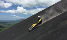 M.H. Brandt volcano boarding down the Cerro Negro in Nicaragua. Photo by tour guide José