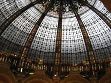 Early 1990s stained-glass cupola dome in Galeries Lafayette department store