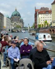 Spree River sightseeing boats pass by the Berliner Dom (in background) on Museum Island in Berlin. Photos by Randy Keck