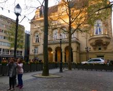 Children playing in a square in Luxembourg City.