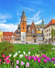 Flowers in front of Kraków’s Wawel Royal Castle. Photo courtesy of Tradesco Tours