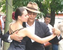 Tourists snapped pictures of tango dancers on Plaza Dorrego in the San Telmo area of Buenos Aires. 