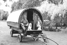 This gypsy caravan, rented near Pewsey in Wiltshire, has bunks to sleep four.