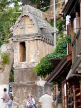 An ancient Lycian rock sarcophagus