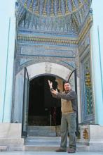 Daghan (Han) Erdogdu at the Green Mausoleum (Yesil Türbe) in Bursa, Turkey. Phot