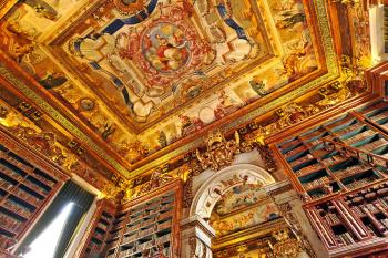 Coimbra University’s King Joao’s Library, in Portugal, has a spectacular ceiling and is one of Europe’s best surviving Baroque libraries. Photo by Dominic Arizona Bonuccelli